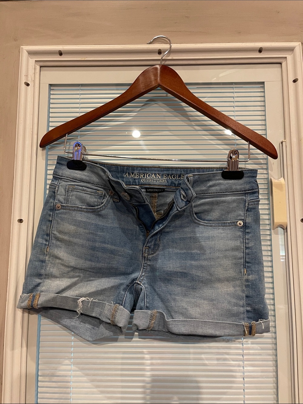 American Eagle Outfitters Light Blue Rolled Hem Denim Shorts
